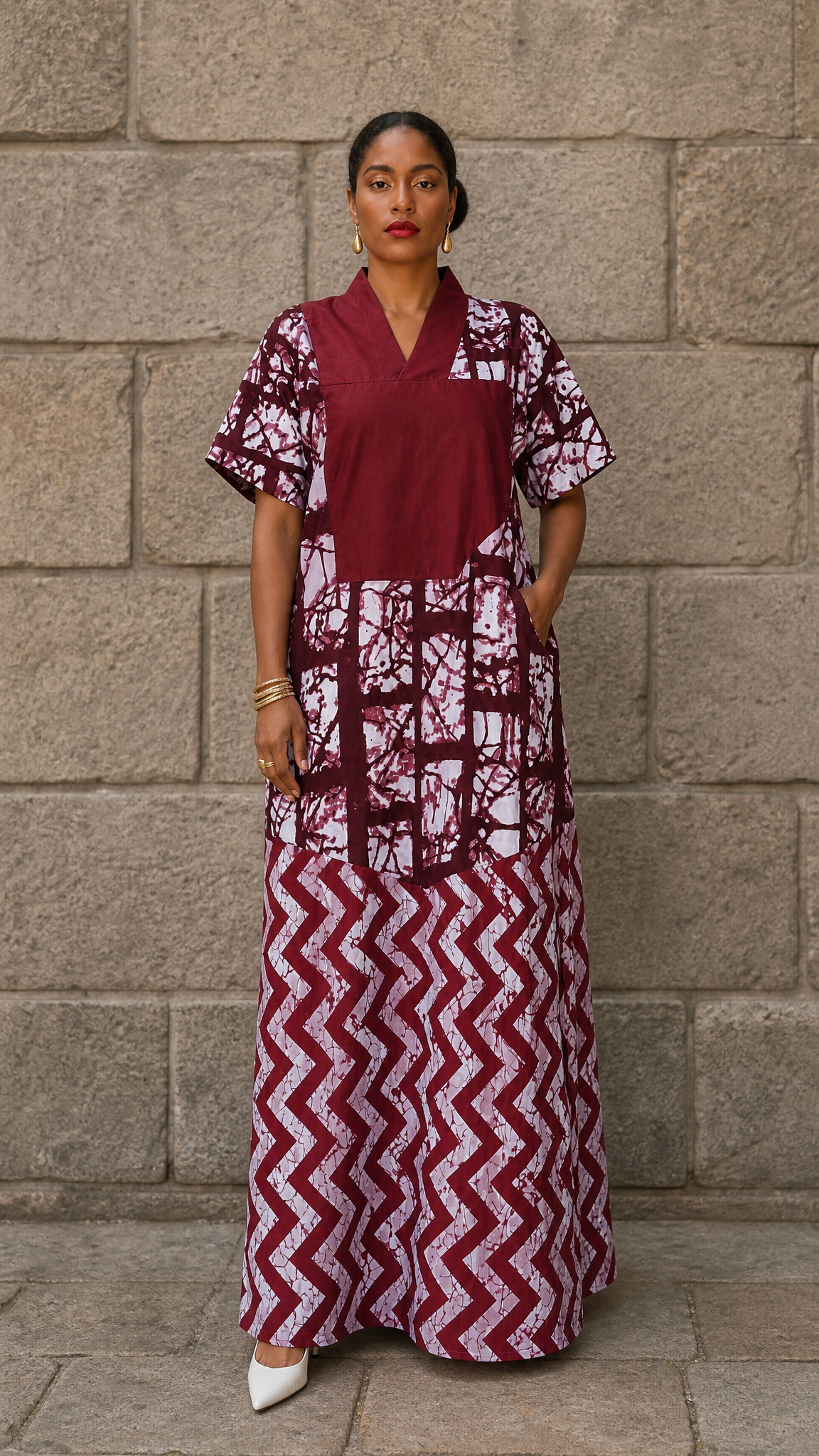 Buky Bubu dress (Burgundy Red tone) (Pre-Order Ships From July 3)