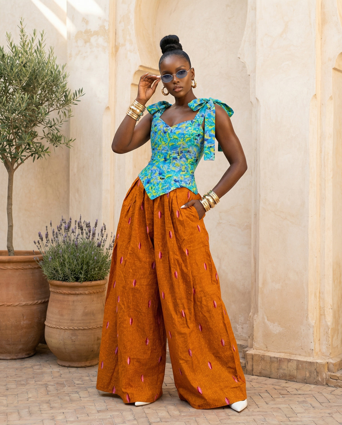 DEJI corset top and Pants Set