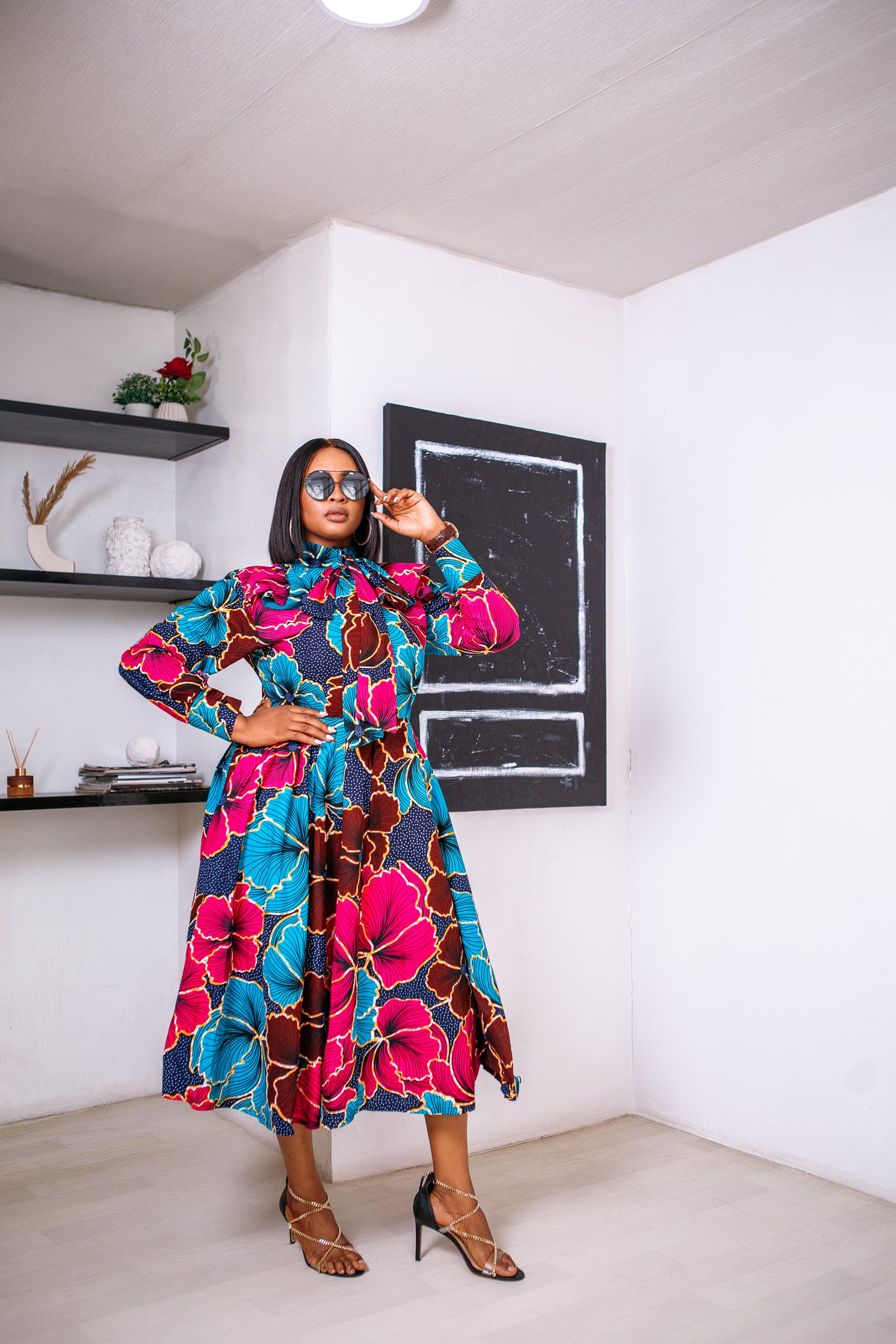 long sleeve african print dresses Kandi dress S