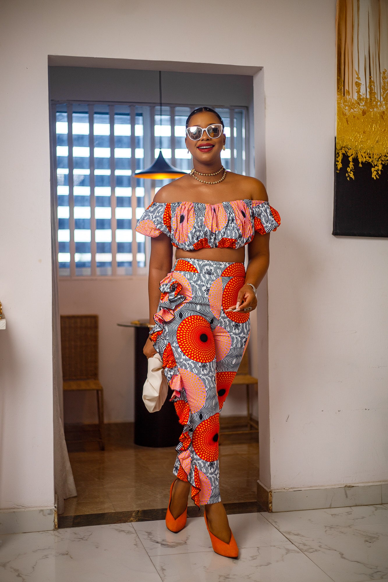 African print crop online top and pants