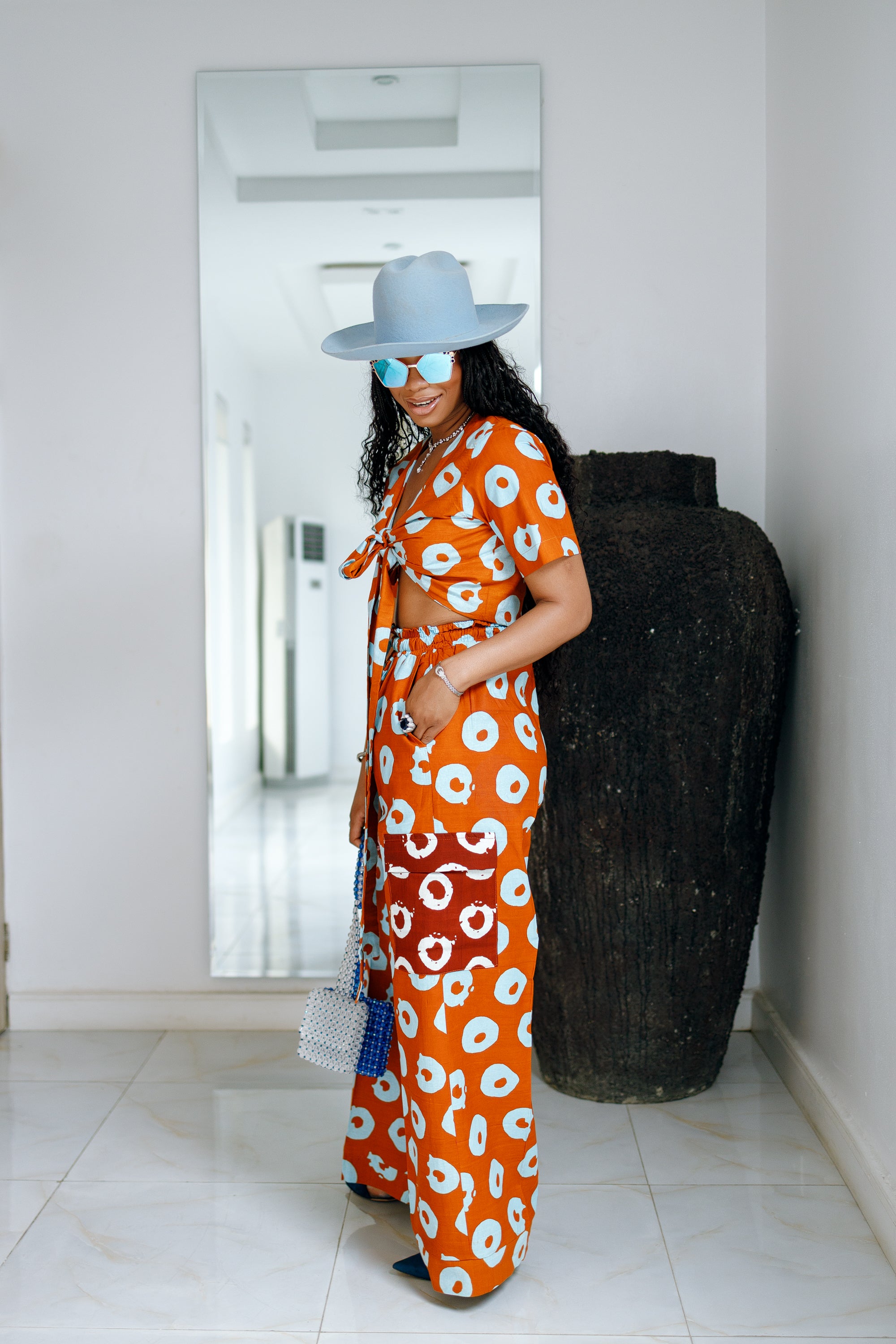 Ginika Top & Pants set (Orange)