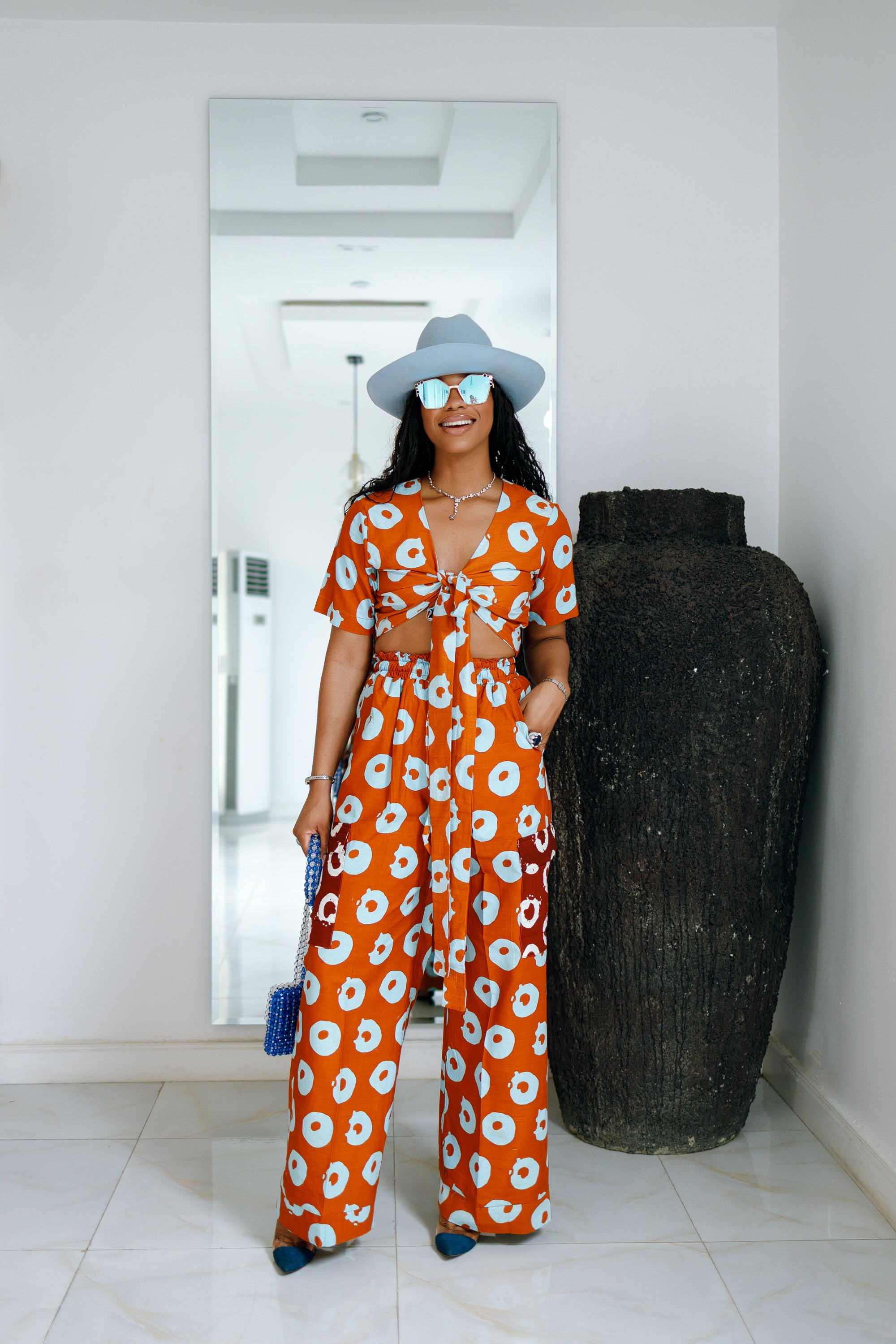 Ginika Top & Pants set (Orange)