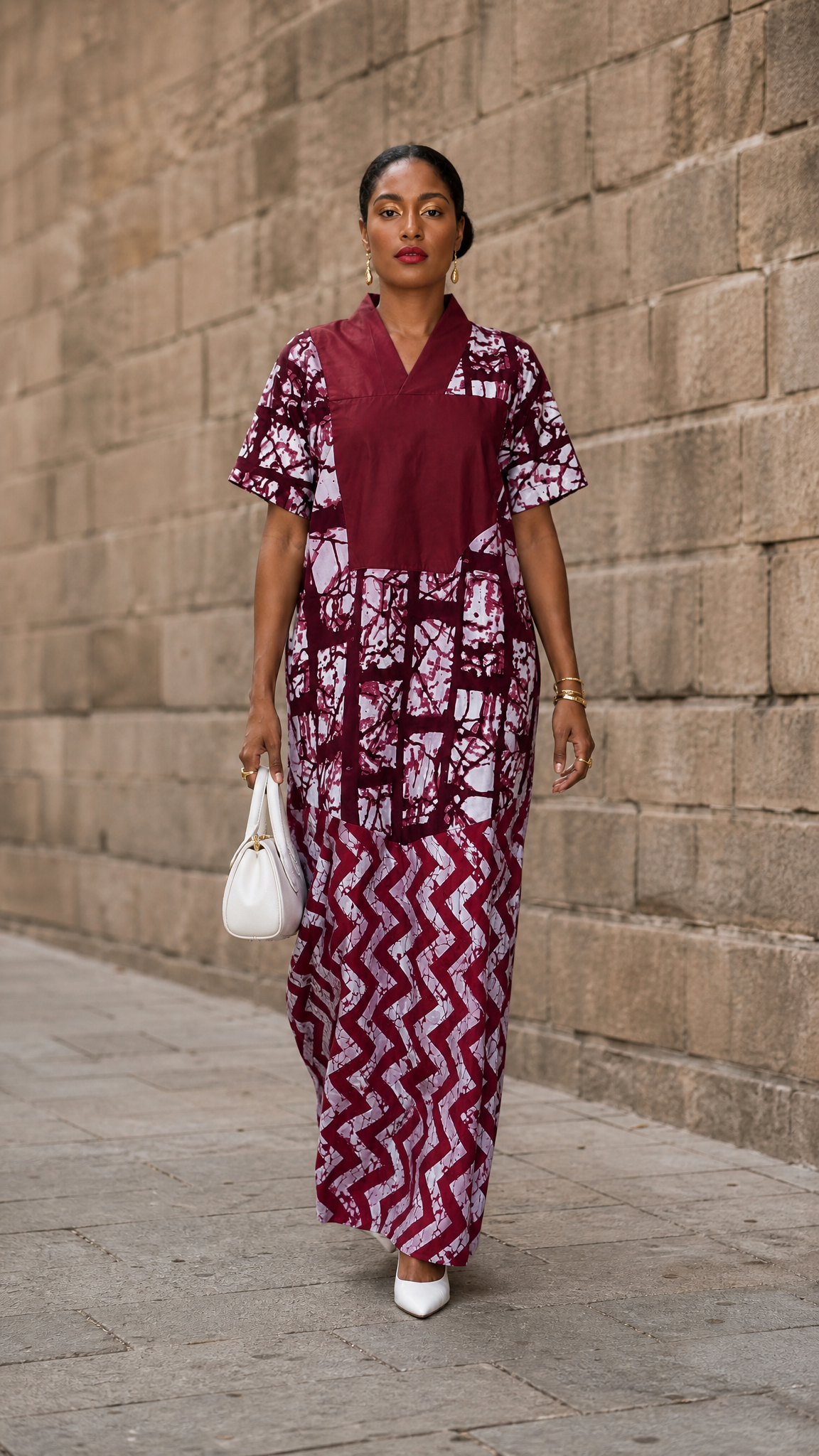 Buky Bubu dress (Burgundy Red tone) (Pre-Order Ships From July 3)