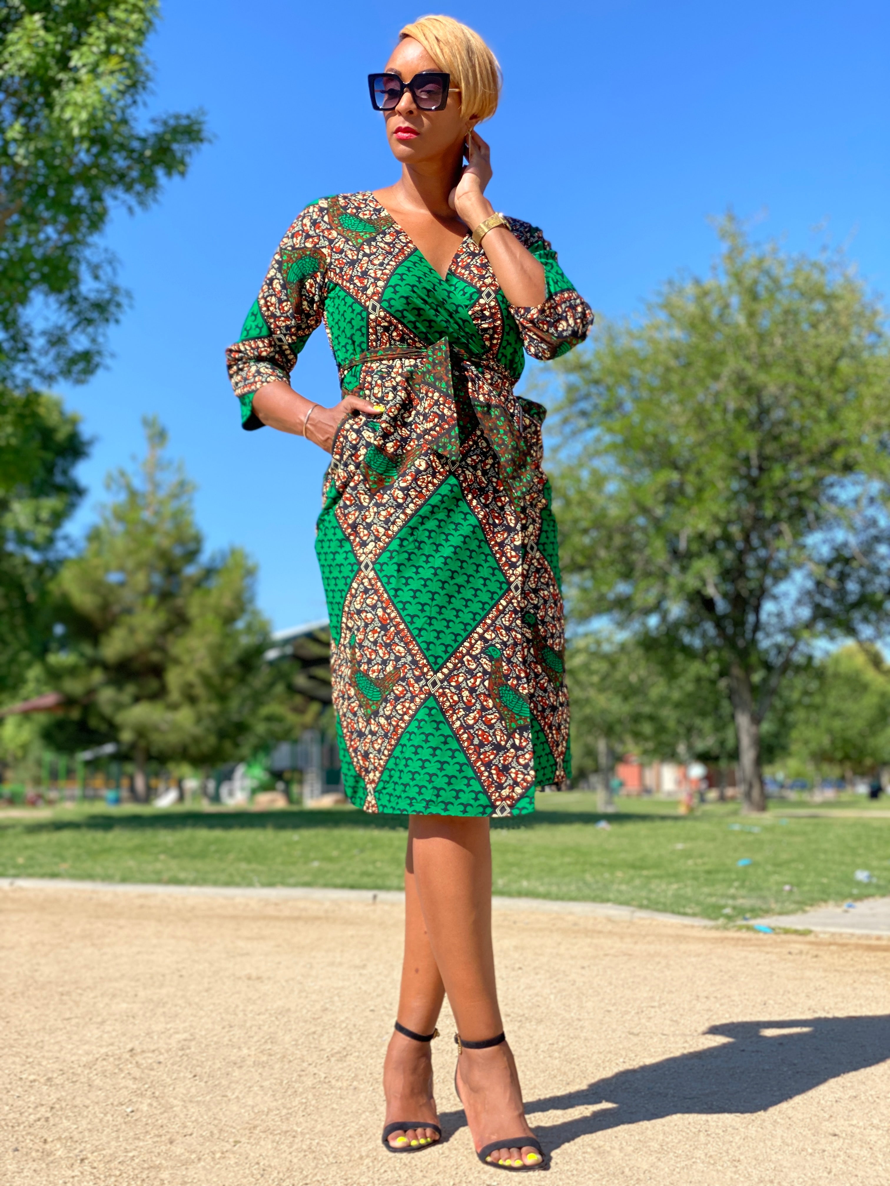 Jachi wrap midi dress