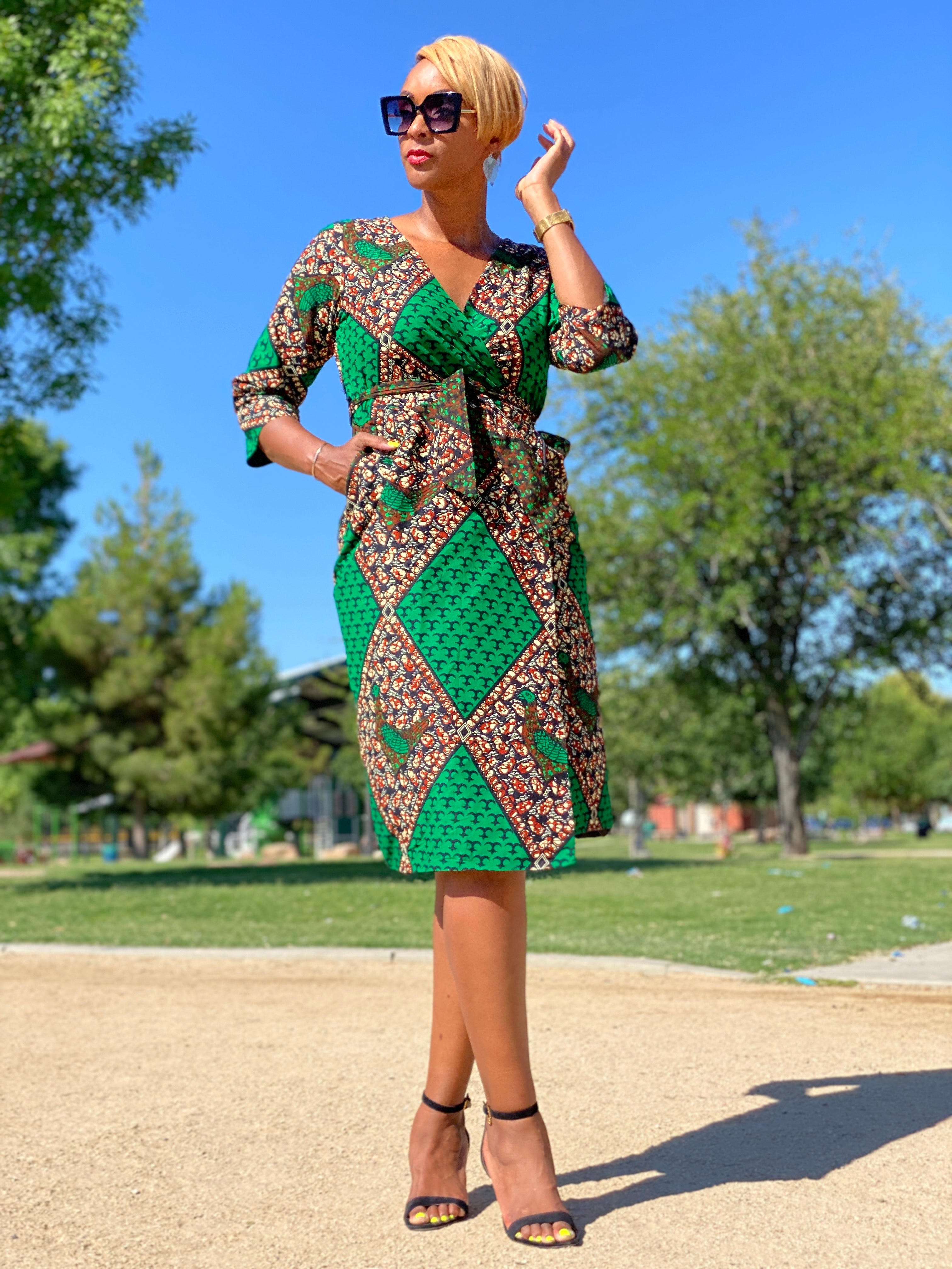 Jachi wrap midi dress