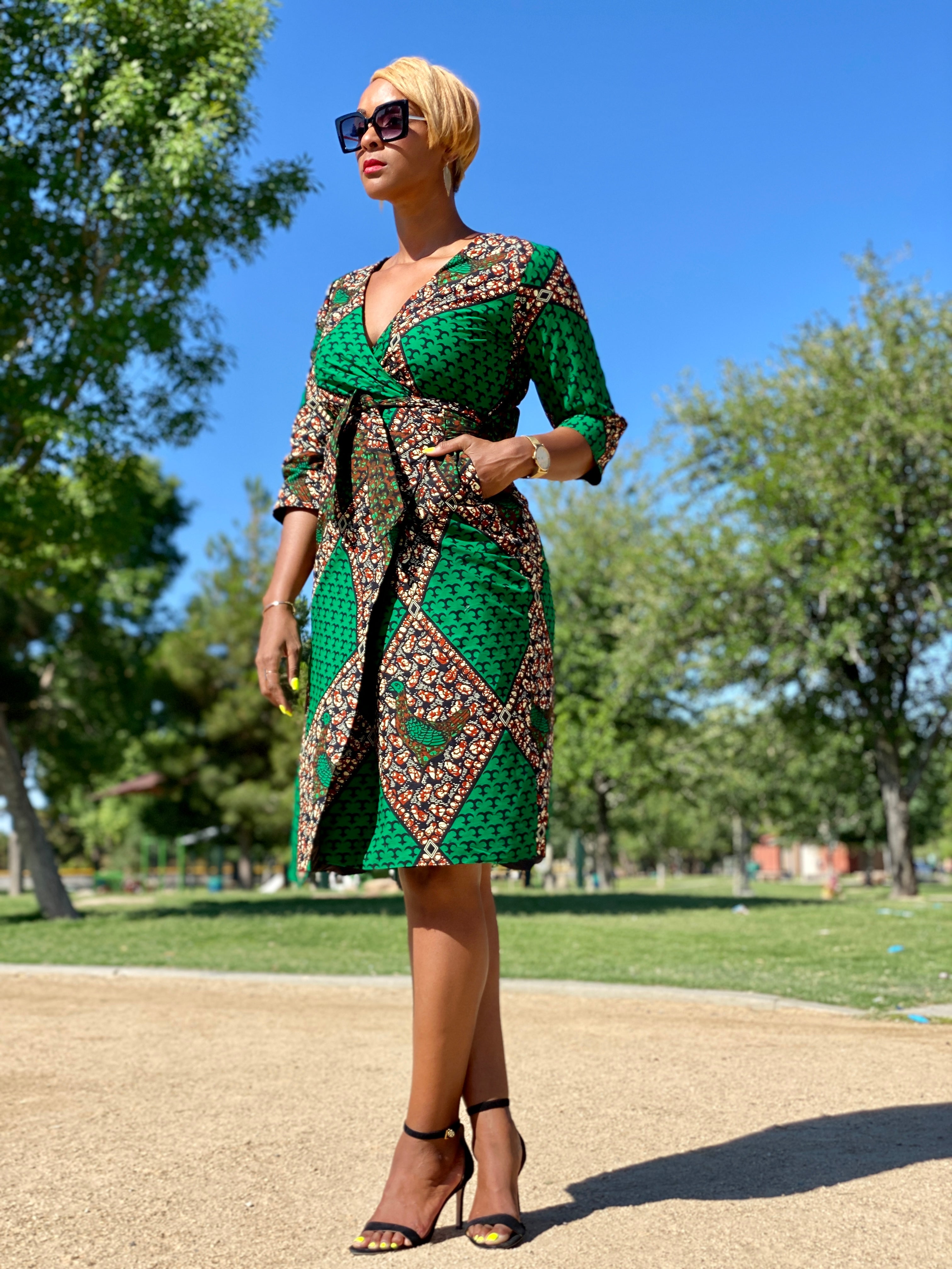 Jachi wrap midi dress