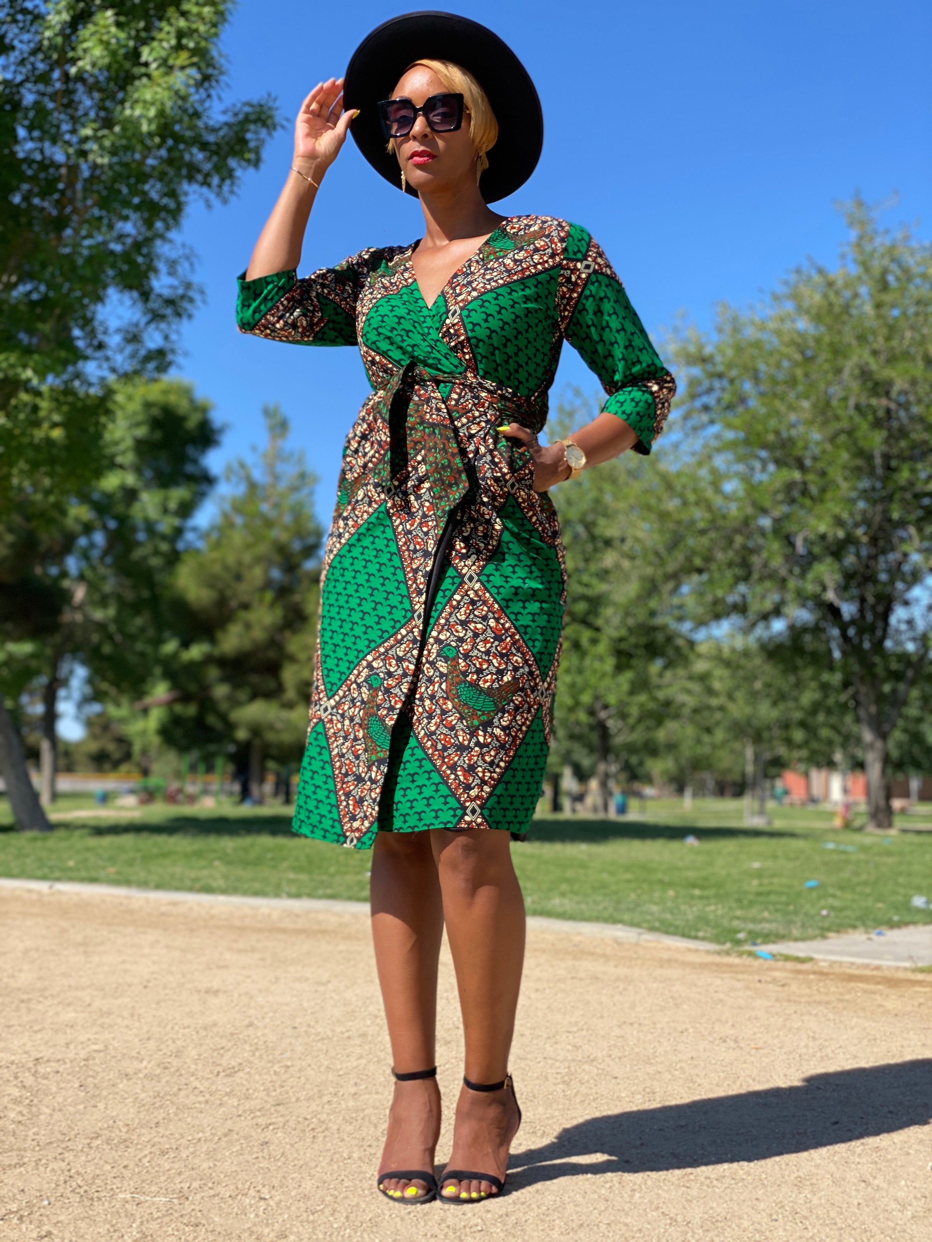 Jachi wrap midi dress